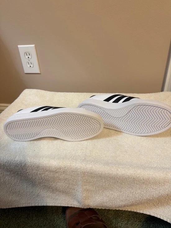 adidas Grand Court 2.0 White Sneakers with Black Three-Stripes - Picture 3 of 5